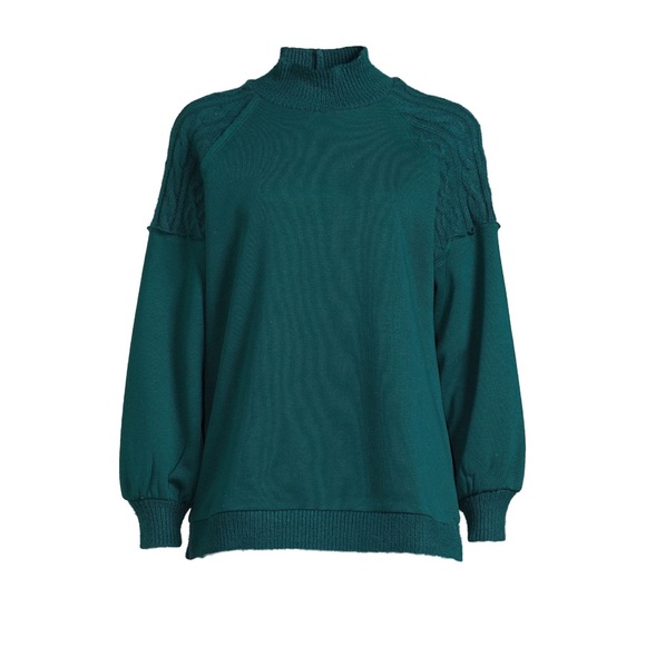 Time and Tru Tops - Time and Tru Women's Mixed Media Mock Neck Top Size L